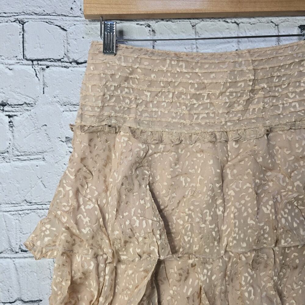 Reiss Womens Lelis Burn-Out Pattern Tiered‎ Mini Skirt Size 4 Blush Pink - Picture 4 of 11